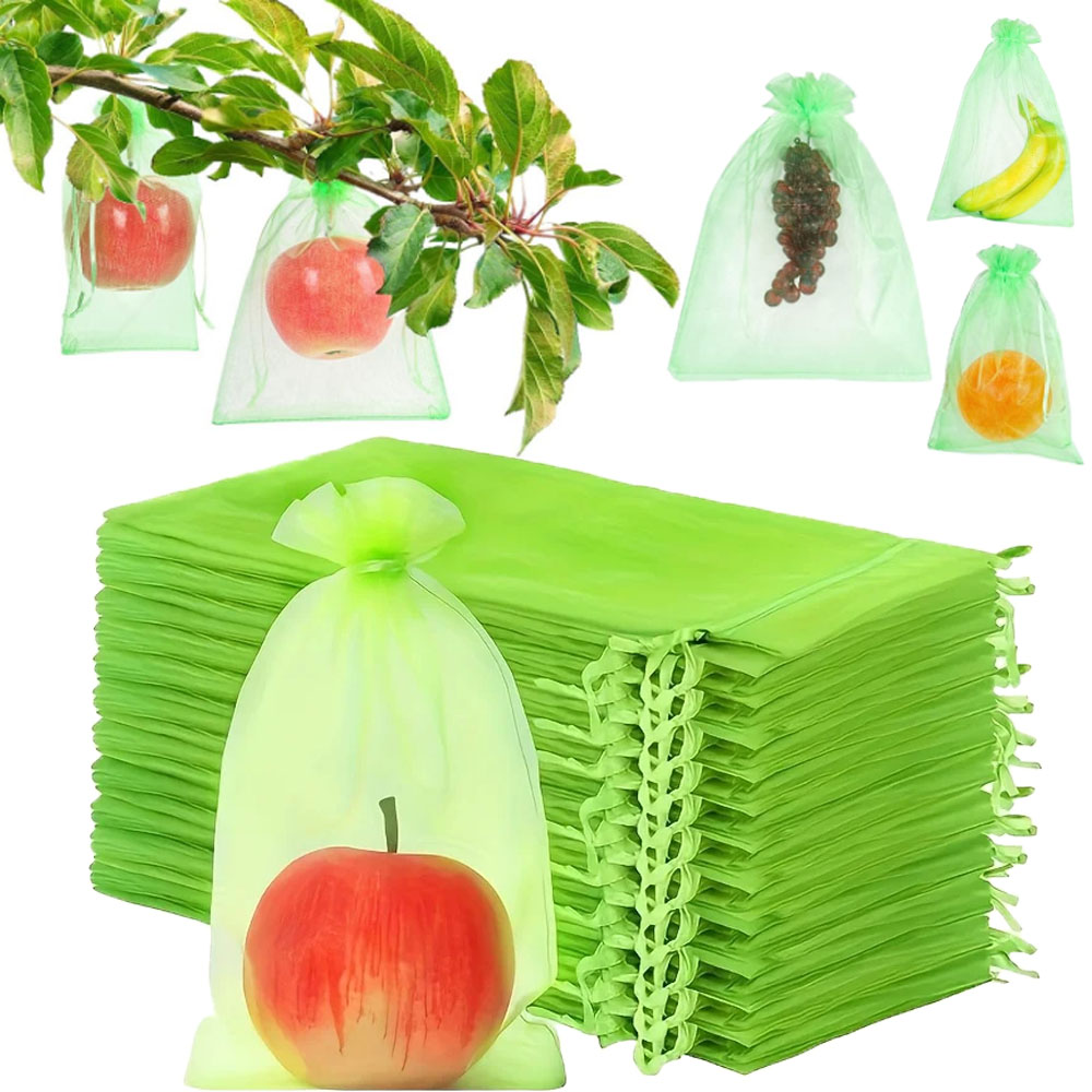 Bonsai Garden Tree - 100Pcs Green Protective Bag with Zipper,fruit