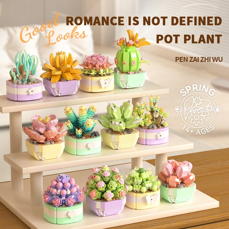 Flower Succulents Building Blo - đánh giá và giá Bonsai Garden Tree